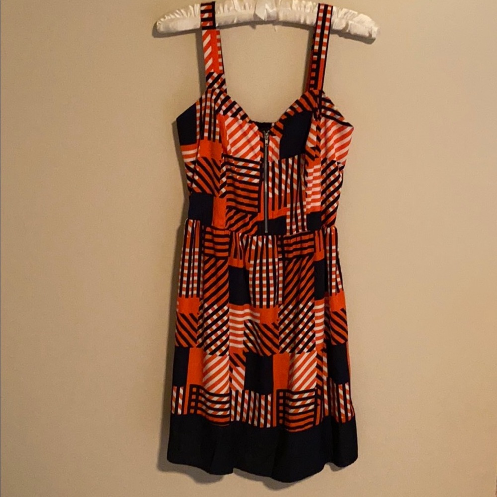 Orange & Navy Sweetheart Dress